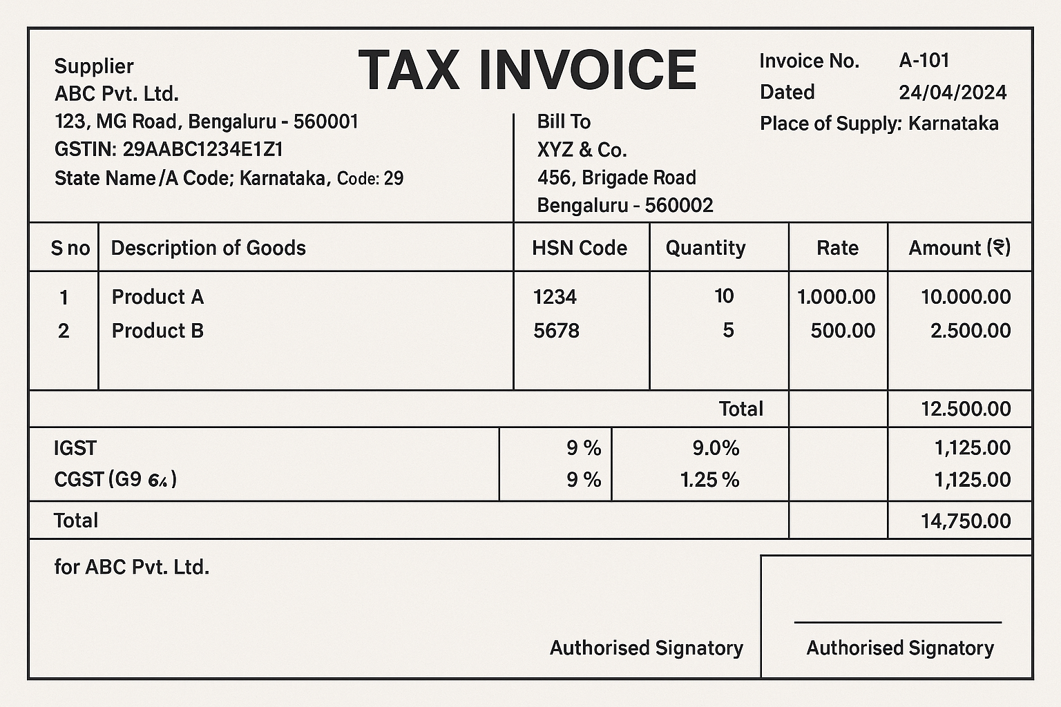 GST Tax Invoice Image